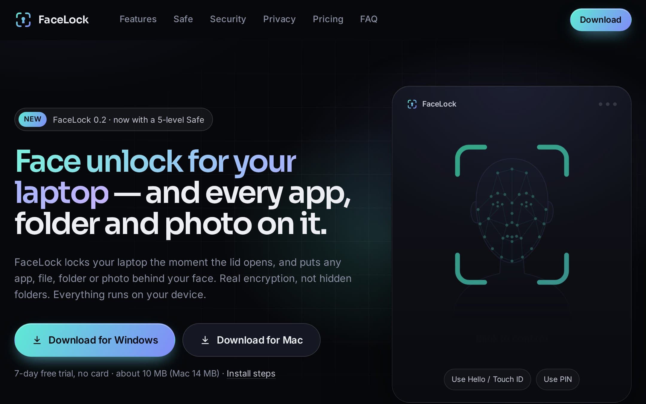 FaceLock — live site at facelock.io